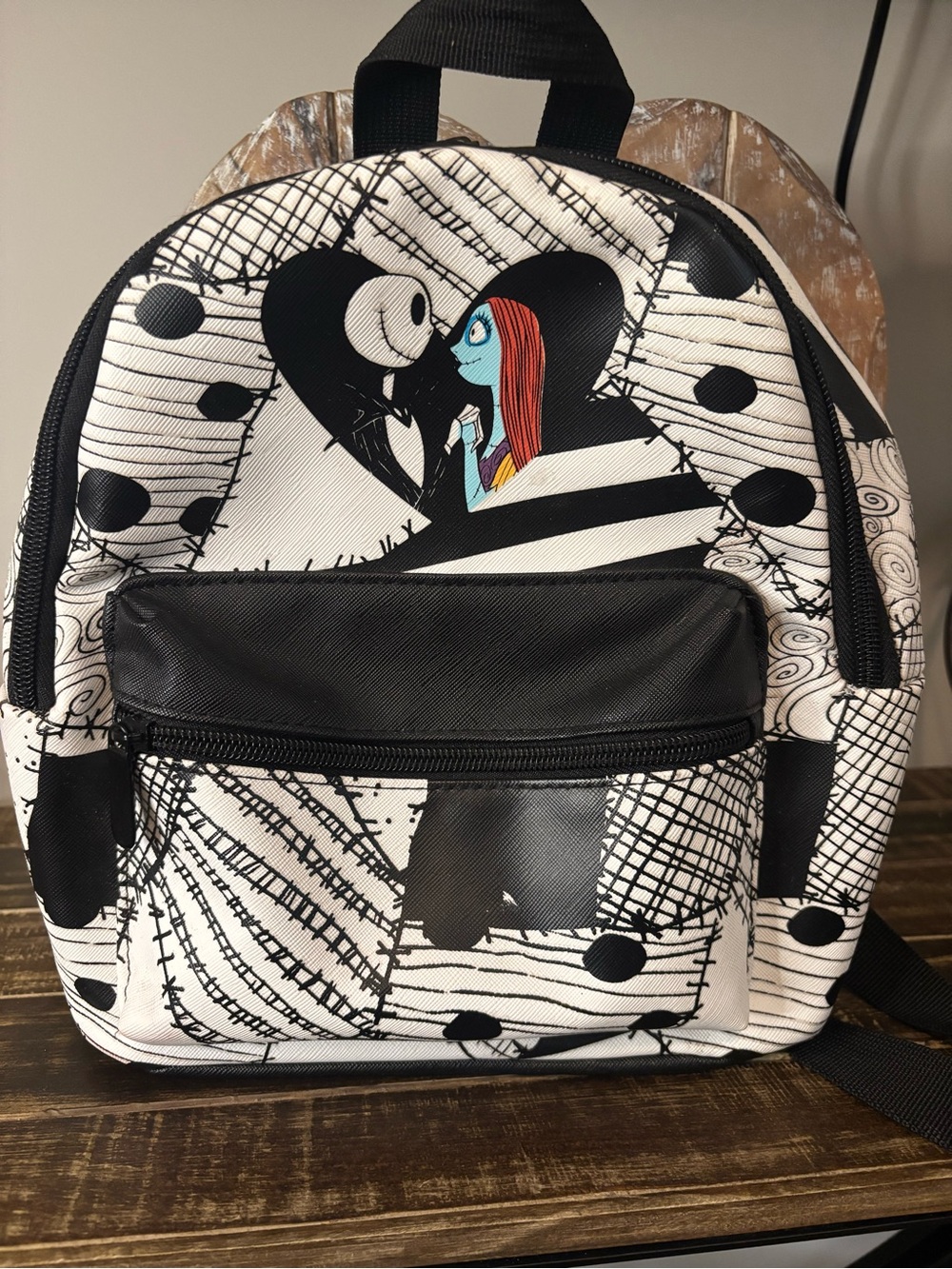 Nightmare Before Christmas Mini Backpack - Black & White with Character Print